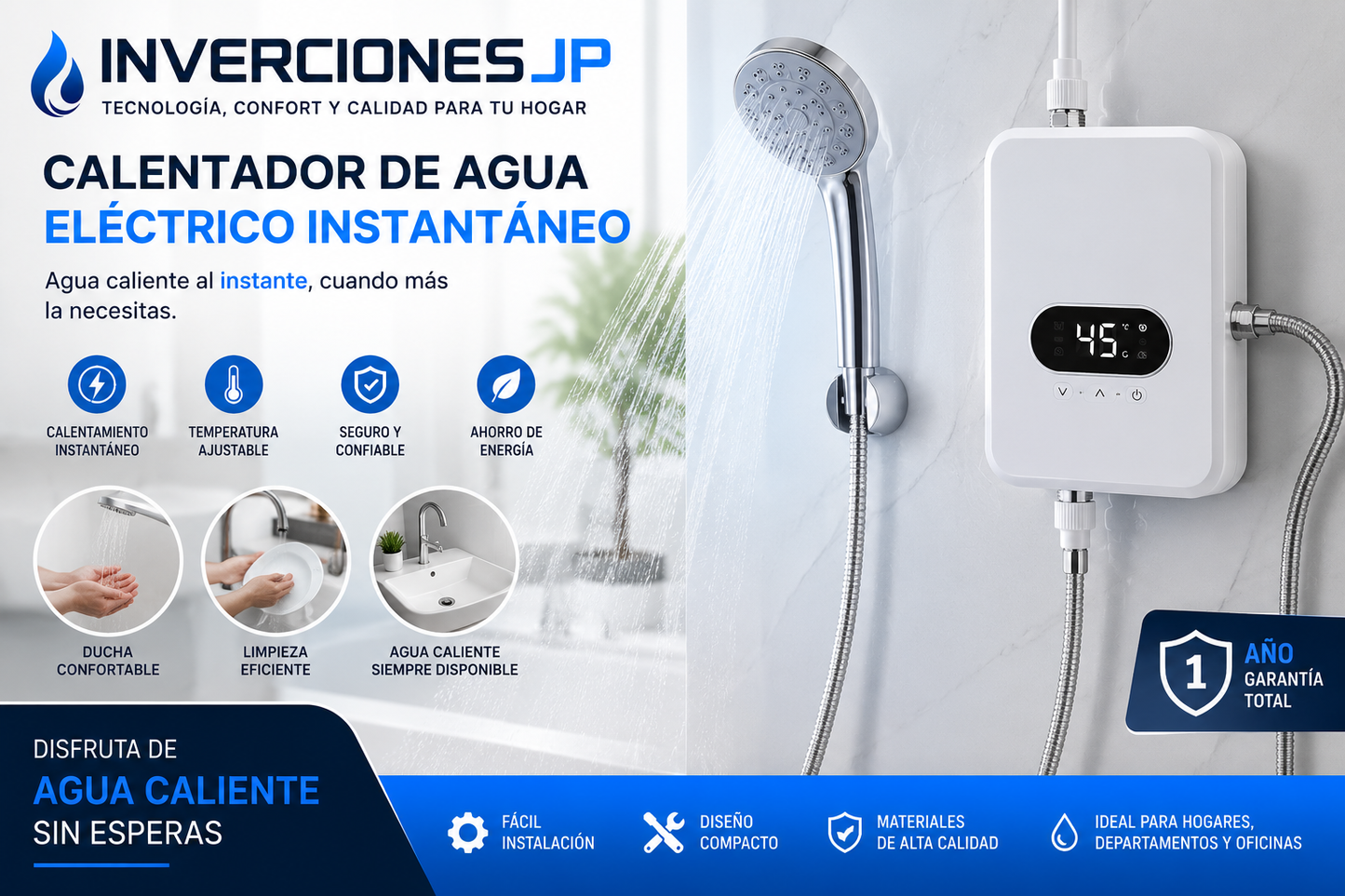 Calentador de Agua Eléctrico Instantáneo — INVERCIONESJP